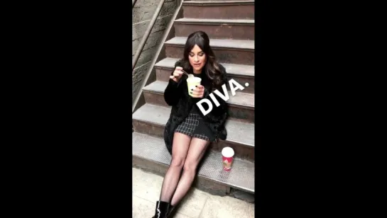 Lea eating on the set of her music video (December 13, 2016)