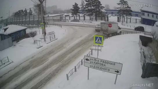 Момент аварии на ул. Демьяна Бедного (02.02.2019)