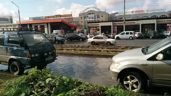 Мужчина в центре Омска бегал голый, нападал на машины, укусил девушку (03.10.2014)