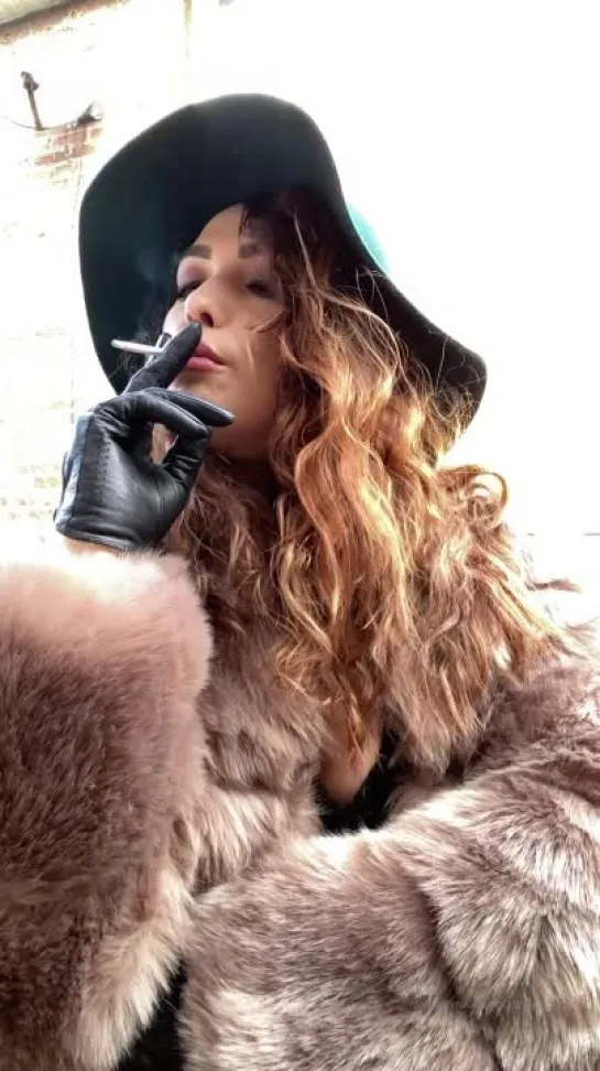 Gynarchy Goddess Smoking POV in Fur And Leather Gloves - 1080p