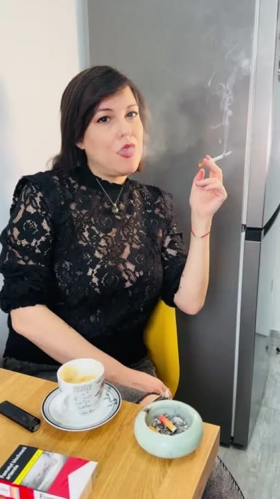 JoJo smoking and drinking a cappuccino - 1080p