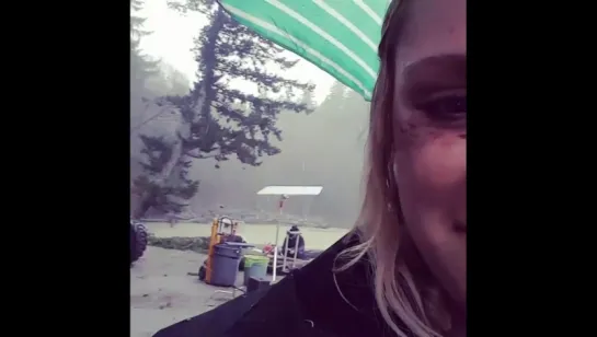 #tbt Shooting ep 13 on the beach in the pouring rain... #the100