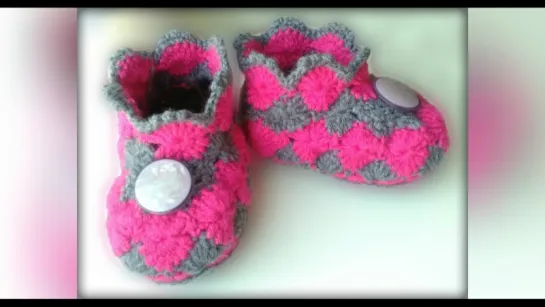 Как связать пинетки крючком. Babe's booties crochet