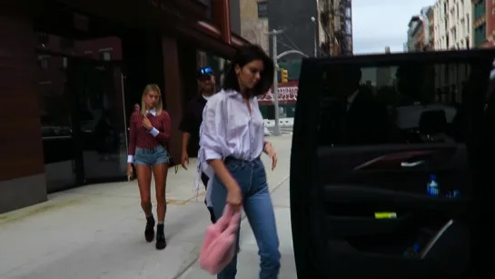 Braless model Kendall Jenner with Hailey Baldwin seen out and about New York, 07/29/2017