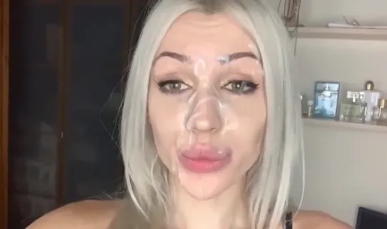 T Love со спермой на лице (Cum on face, sperm on girl face)