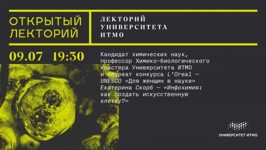 Лекторий Университета ИТМО: Екатерина Скорб, «Инфохимия: как создать искусственную клетку?»