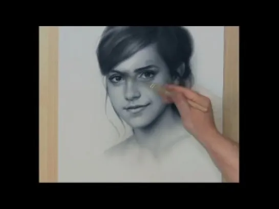 Рисование портрета Сухая кисть Speed Drawing Portrait Emma Watson.