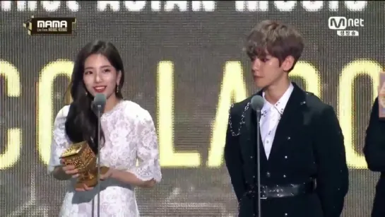 [VIDEO] 161202 Baekhyun & Suzy (Miss A) - Best Collaboration Award @ MAMA 2016