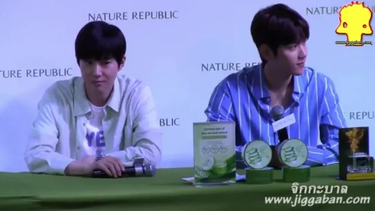 180806 Sehun, Chanyeol, Suho, Baekhyun на press conference NATURE REPUBLIC IN BANGKOK