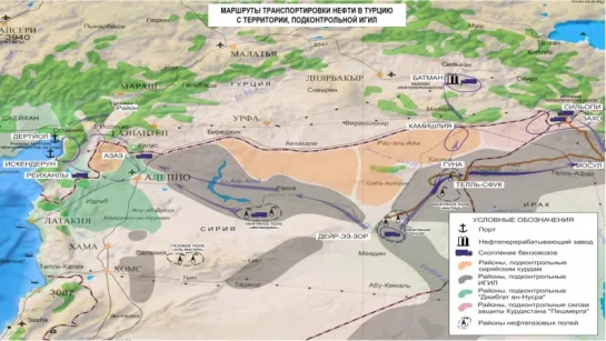 Маршруты транспортировки нефти в Турции с территории подконтрольной ИГИЛ