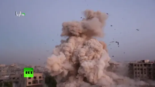 Airstrike cam Bombs rain down on supposed jihadist hideout in Syria