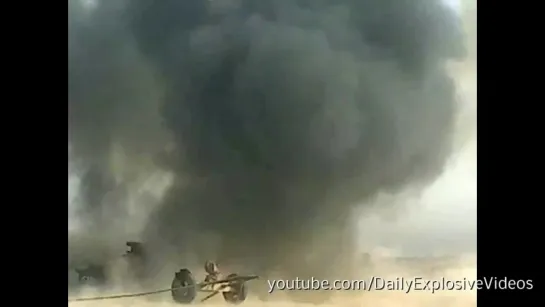 US AirStrike Filmed By ISIS Fighter in Iraq - ISIS Artillery Cannon Striked