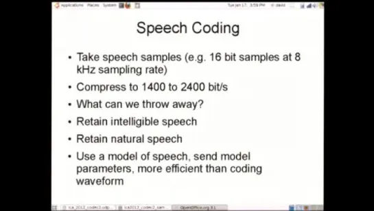 Codec 2 - Open Source Speech Coding at 2400 bit_s and Below - David Rowe