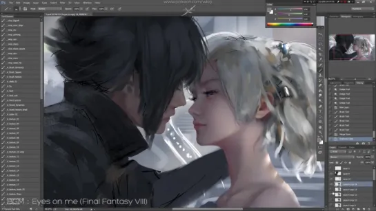 Painting process - Moon and Night (by WLOP)