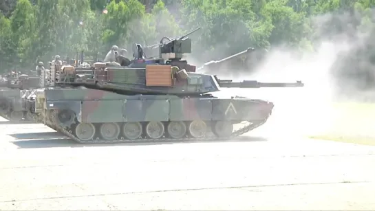 US Army - M1A2 SEP V2 Main Battle Tanks Live Firing At Exercise Combined Resolve II [720p]