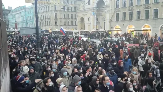 Самый многочисленный митинг в Санкт-Петербурге. 23 января - за Навального