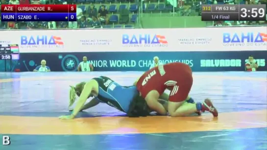 2015 Junior World Championships-FW 63 kg-Ragneta Gurbanzade(AZE)-Szabó Eliána(HUN) - YouTube