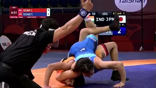 Round 4 WW - 50 kg S. SEEMA (IND) v. Y. SUSAKI (JPN)