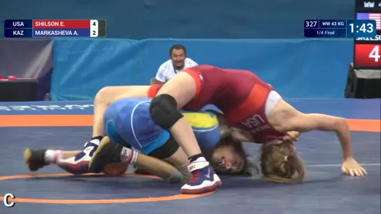 14 WW - 43 kg E. SHILSON (USA) df. A. MARKASHEVA (KAZ) by VSU1, 12-2