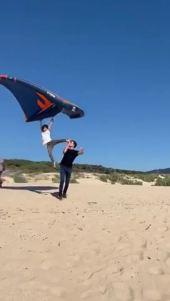 Kid flying away with a Wing! 😱🤯