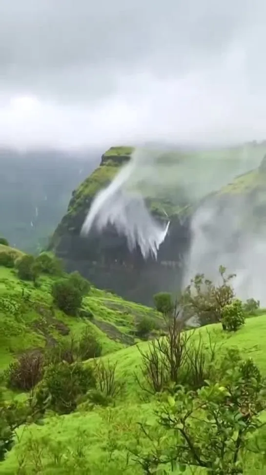 💦 Reverse Waterfall 💧 Kalu Waterfall, Malshej Ghat, Maharashtra