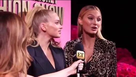 Romee Strijd and Elsa Hosk Interview in the pink carpet