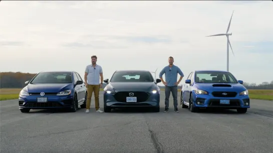 2021 Mazda3 TURBO vs Golf R vs Subaru WRX   DRAG RACE, ROLL RACE  Mazda3 Review