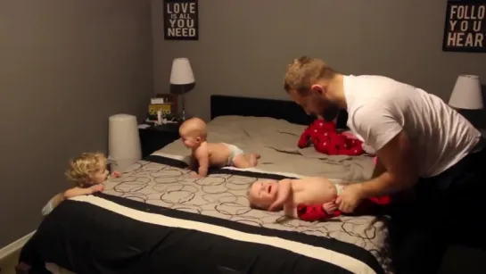 Dad vs Triplets Toddler