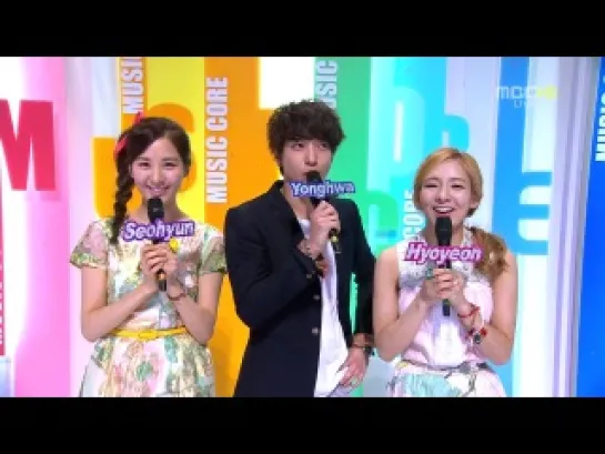 [MC] SNSD (SeoHyun & HyoYeon) & YongHwa - Music Core cut (2012.04.07)