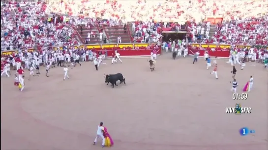 San Fermín 2018 - Octavo encierro 14 de julio - Toros de la Ganadería de Miura