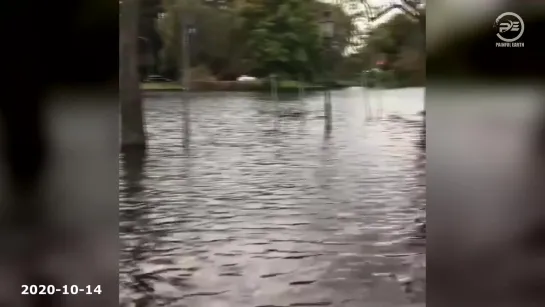 Severe storm caused flooding in Germany, Lubeck. Natural disasters compilation