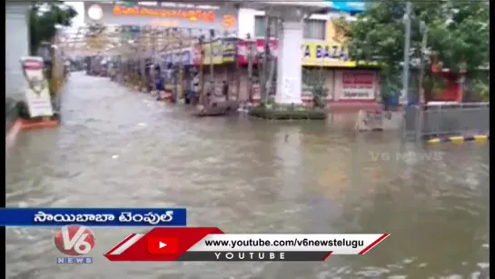 Rain Effect    Streets Flooded In Hyderabad ¦ V6 News