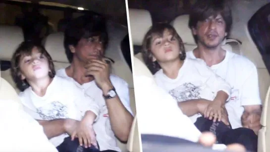 Shahrukh Khan With CUTE SON AbRam At Karan Johar Kids Birthday Party 2018