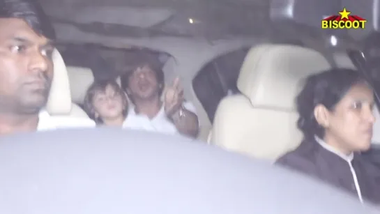 Shahrukh Khan Holding CUTE Son Abram Khan At Karan Johars Babies Birthday Party