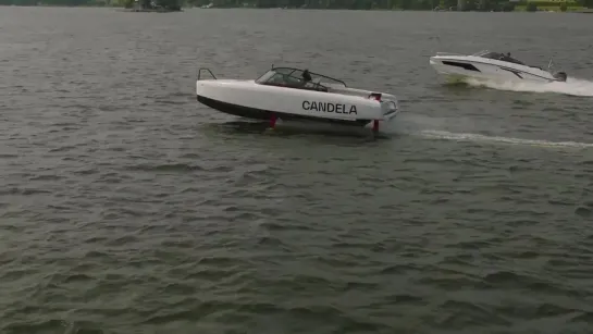 Hydrofoil boat vs planing boat in waves   Candela C-8