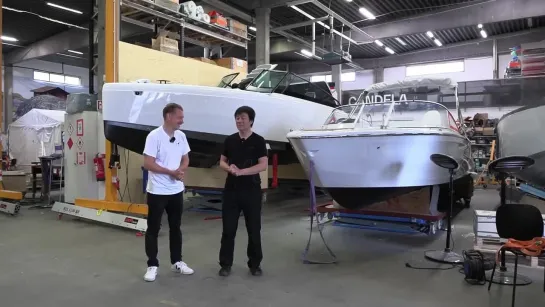 Candela factory tour and first look of C-8 hydrofoil electric boat. RUS.