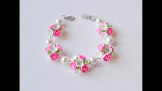 Polymer clay FLOWER BRACELET  master class,part 2.ЦВЕТОЧНЫЙ БРАСЛЕТ из полимерной глины часть 2