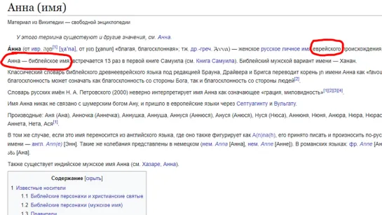 Каким образом имя АннА связано с евреями (цИрковниками)?
