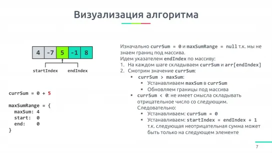 Google задачи. Нахождение под массива с максимальной суммой. Задача для собеседования в Google