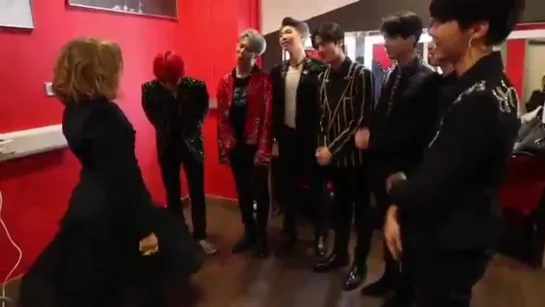 BTS meeting with @JanetJackson backstage