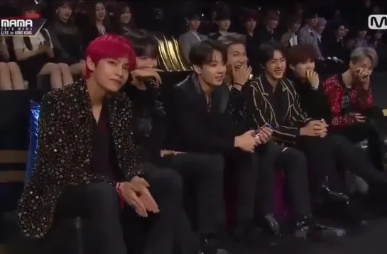 Their smiles when the presenter sings DNA - @BTS_twt BTS 2018MAMA