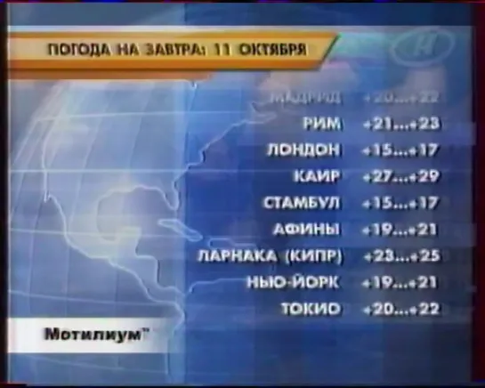 ОНТ (10.10.2003) Конец рекламного блока, Погода, Конец "Наши новости", Заставка канала