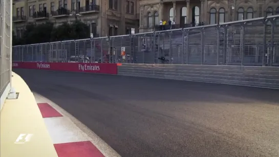 F1 - Cars speed past at the Baku Street Circuit