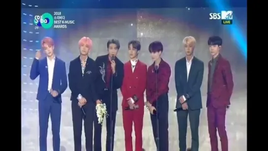 300818 BTS won Daesang at SORIBADA BEST K-MUSIC AWARDS