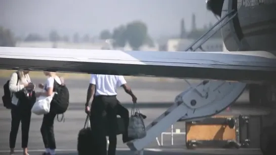 Rita Ora, Ashley Benson and Kristen Stewart pictured boarding a private jet ahead - 08/09