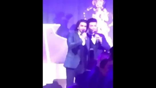 Ranveer Singh and Karan Johar at the grand wedding reception in London. #KissMuss (tfs @RanveeriansFC)