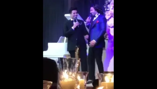 Ranveer Singh and Karan Johar at the grand wedding reception in London. #KissMuss (tfs @RanveeriansFC)