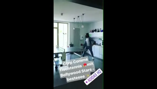 Ranveer Singh playing tischtennis at Adidas Head Quarters in Germany