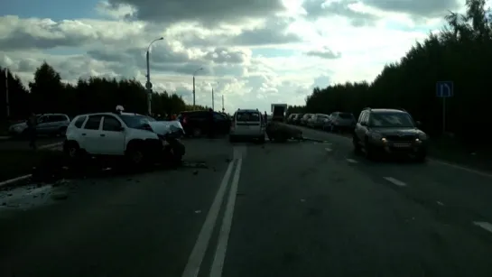 22.09.2018 Момент ДТП на трассе Завьялово - Гольяны. 1 погиб (Удмуртия)