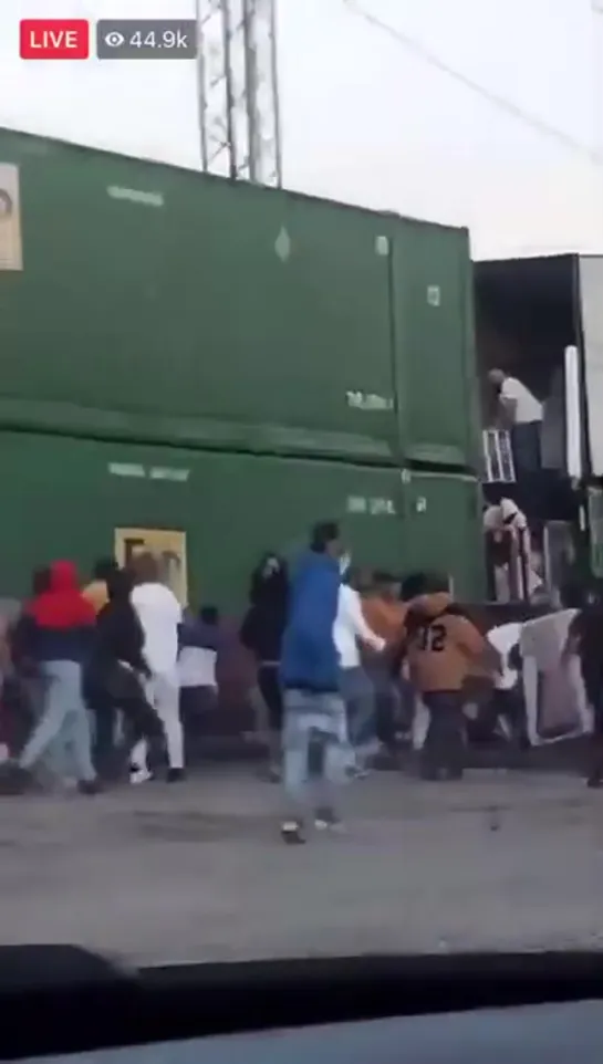 Freight Train Being Looted By Rioters